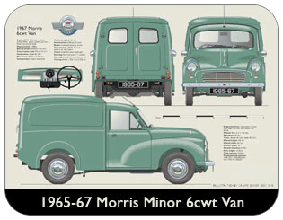 Morris Minor 6cwt Van 1965-70 Place Mat, Medium